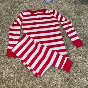 Two piece red and white stripe pajamas - size 8